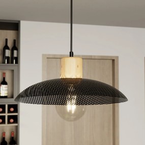 Sospensione Nordica Kobe 1 Luce In Legno E Acciaio Nero