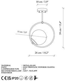 Plafoniera dorata con paralume in vetro 39x26 cm Dolunay – Opviq lights