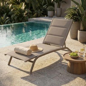 FELES - lettino da giardino impilabile in alluminio e textilene imbottito