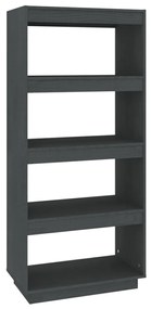 Libreria/divisorio grigio 60x35x135cm in legno massello di pino