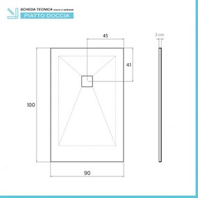 Piatto doccia 90x100 in marmoresina cemento con griglia in acciaio inox Harmony