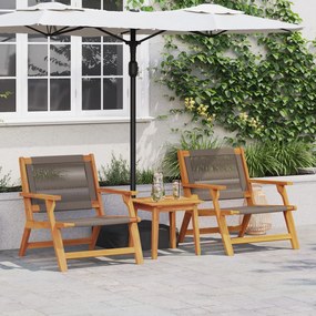 Set di 3 sedie da giardino e tavolo  in legno massello di acacia grigio