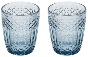 Set 2 bicchieri acqua vetro blu lavorato Amalia
