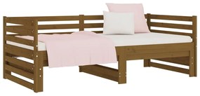 Dormeuse Estraibile Miele 2x(80x200) cm Legno Massello di Pino