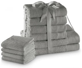 Set di asciugamani per viso e corpo tipo terry grigi in cotone 10 pz Amari – Restilo
