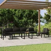 Set Divani da Giardino 7 pz con Cuscini in Alluminio Antracite 3107794