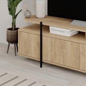 Tavolo TV in rovere di colore naturale 160x48 cm Hinoa - Marckeric