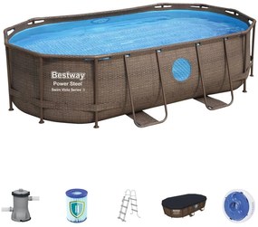 Piscina Bestway Power Steel Con Oblò Swim Vista Ovale cm 427x250x100h - 56714