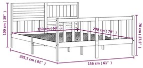 Giroletto Grigio 150x200 cm King in Legno Massello