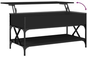 Tavolino da Salotto Nero 100x50x50cm Legno Multistrato Metallo