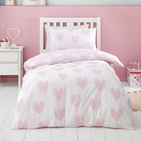 Biancheria da letto singola per bambini in flanella 135x200 cm Hearts - Catherine Lansfield