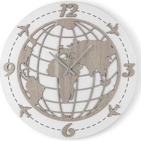 Orologio tondo da parete D30 cm WORLD moderno in legno laminato BRC