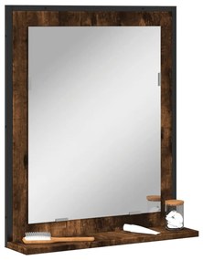 Specchio bagno con ripiano rovere fumo 50x12x60 cm multistrato
