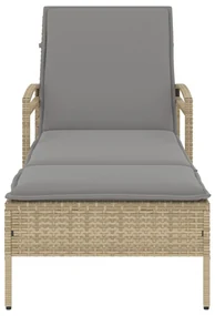 Lettino prendisole con cuscino beige 63x200x81 cm in polyrattan