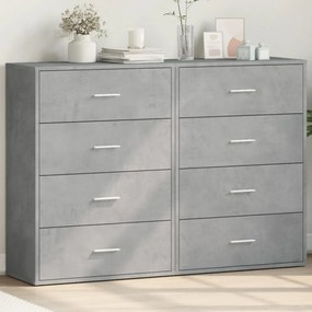 Credenze 2 pz grigio cemento 60x31x84 cm in legno multistrato