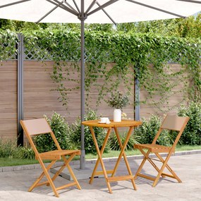 Set Da Bistrot 3pz Tortora İn Tessuto E Legno Massello /
