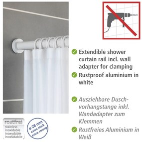 Asta da bagno telescopica bianca, lunghezza 70-115 cm Luz - Wenko