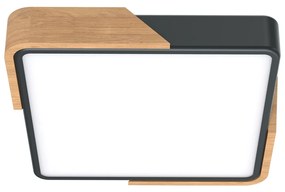 Plafoniera LED Quadrata 18W CCT 30x30cm Legno/Nero