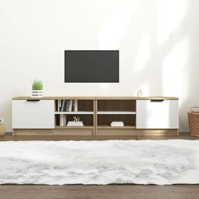 Mobili TV 2pz Bianco e Sonoma 80x35x36,5cm Legno Multistrato