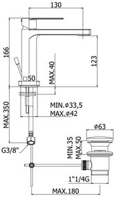 Paffoni Tango TA075CR Miscelatore lavabo quadro Monocomando con Scarico automatico E Piletta Cromo