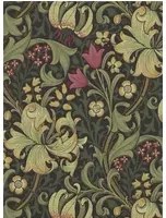Tapete Golden Lily von Morris & Co. - Charcoal/ Olive