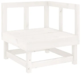 Set salotto da giardino 7 pz bianco in legno massello di pino
