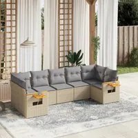 Set Divani da Giardino 7 pz con Cuscini Beige in Polyrattan 3227109