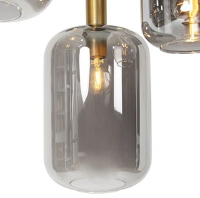 Lampada a sospensione intelligente nera con oro e vetro fumé incl. 5 WiFi A60 - Zuzanna
