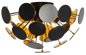 Lampada a sospensione di design nera con oro 54 cm 3 luci - Cerchio
