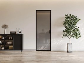 Porta scorrevole con sistema a incasso H205 x L83 cm Alluminio e Vetro temperato fumé - LINCI II