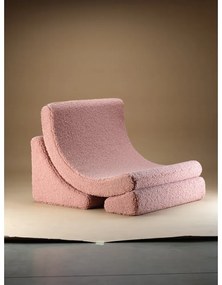 Poltrona per bambini rosa con rivestimento in bouclé Moon – Wigiwama
