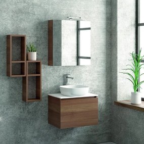 Composizione mobiletto bagno 60 cm, 2 pensili e specchio contenitore SP-60C - KAMALU