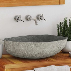 Lavandino İn Pietra Di Fiume Ovale (45-53)x(34-41) Cm /