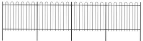 Recinzione Giardino Con Punta Tonda İn Acciaio 6,8x1,5m Nera /