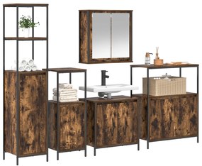 Set di mobili da bagno in rovere affumicato  - 5 pezzi