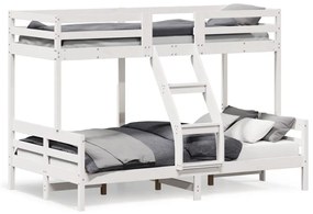 Letto A Castello 90x200/120x200cm Bianco Legno Massello Di Pino /