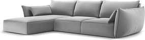 Divano angolare grigio chiaro (con penisola a sinistra/con chaise lounge) con rivestimento in velluto Vanda – Mazzini Sofas