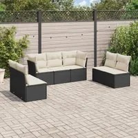 Set Divani da Giardino con Cuscini 7pz Nero Polyrattan 3249245