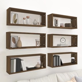 Mensole Cubo Muro 6pz Rovere Marrone 60x15x23 Cm İn Multistrato /