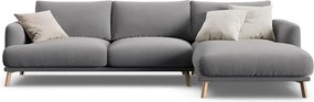 Divano angolare grigio (con penisola a destra/con chaise lounge) con rivestimento in velluto Naomi – Micadoni