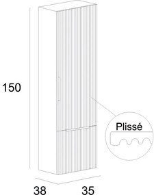 Colonna bagno Modula Baden Haus 1 cassetto 1 anta P 38 x L 35 x H 150 cm bianco opaco cannettato