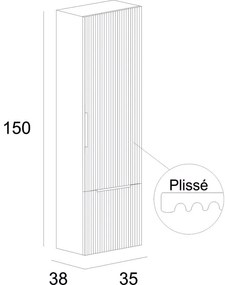 Colonna per mobile bagno Modula BADEN HAUS 1 cassetto 1 anta P 38 x L 35 x H 150 cm grigio opaco