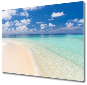 Tagliere in vetro temperato Spiaggia alle Maldive 60x52 cm