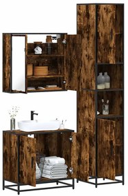 Set Mobili Da Bagno 3 Pz Rovere Fumo İn Legno Multistrato /