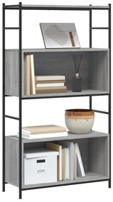 Libreria Grigio Sonoma 80x30x145,5 cm Legno Multistrato e Ferro