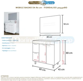 Composizione mobile bagno Fiordaliso a terra 80 cm con Colonna