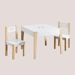 Set Da Tavolo Lavagna Con Contenitore E 2 Sedie In Legno Belfy Kids Bianco - Sklum