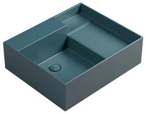 Lavabo da appoggio Nobu COLAVENE senza foro rettangolare in ceramica L 60 x H 21 x P 50 cm petrolio opaco piletta non inclusa