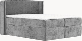 Letto boxspring in ciniglia fatto a mano con contenitore Skyline, H4