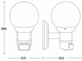 STEINEL 634216 - L 560 S lampada da parete nera con sensore per esterno